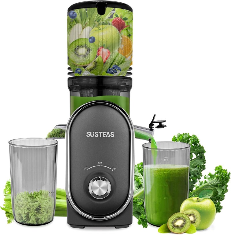 susteas Cold Press Juicer Machines, 5.3" Feed Chute(50oz Capacity), 300W Slow Masticating Juice Extractor for Whole Fruits and Vegetables, Automatic Feed, High Juice Yield,Easy to Clean, Silver gray - Image 1